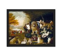 Artery8 Wall Art Print Edward Hicks The Peaceable Kingdom Large Framed Wall Décor Art in Brown | Size: W18" x H24" Artery8 Brown W18" x H24"