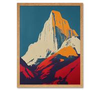 Artery8 Wall Art Print El Capitan Rock Yosemite Valley Pop Art Yellow Red Art Framed in Light Oak | Size: W12" x H16" Artery8 Light Oak W12" x H16"