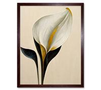 Artery8 Wall Art Print Elegant Modern Calla Lily Black Gold Beige Art Framed in Brown | Size: W12" x H16" Artery8 Brown W12" x H16"
