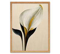 Artery8 Wall Art Print Elegant Modern Calla Lily Black Gold Beige Art Framed in Light Oak | Size: W12" x H16" Artery8 Light Oak W12" x H16"