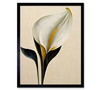 Artery8 Wall Art Print Elegant Modern Calla Lily Black Gold Beige Art Framed | Size: W12" x H16" Artery8 Black W12" x H16"