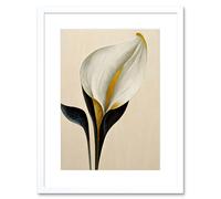 Artery8 Wall Art Print Elegant Modern Calla Lily Black Gold Beige Artwork Framed 9X7 Inch in White | Size: W7" x H9" Artery8 White W7" x H9"