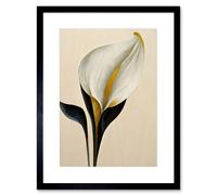 Artery8 Wall Art Print Elegant Modern Calla Lily Black Gold Beige Artwork Framed 9X7 Inch | Size: W7" x H9" Artery8 Black W7" x H9"