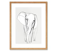 Artery8 Wall Art Print Elephant Minimal Line Simple Drawing Artwork Framed 9X7 Inch in Beige | Size: W7" x H9" Artery8 Beige W7" x H9"