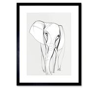 Artery8 Wall Art Print Elephant Minimal Line Simple Drawing Artwork Framed 9X7 Inch in Black | Size: W7" x H9" Artery8 Black W7" x H9"