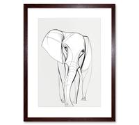 Artery8 Wall Art Print Elephant Minimal Line Simple Drawing Artwork Framed 9X7 Inch in Brown | Size: W7" x H9" Artery8 Brown W7" x H9"