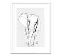 Artery8 Wall Art Print Elephant Minimal Line Simple Drawing Artwork Framed 9X7 Inch in White | Size: W7" x H9" Artery8 White W7" x H9"