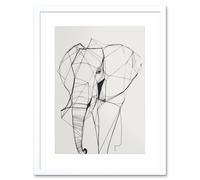Artery8 Wall Art Print Elephant Simple Polygon Line Drawing Artwork Framed 9X7 Inch in White | Size: W7" x H9" Artery8 White W7" x H9"