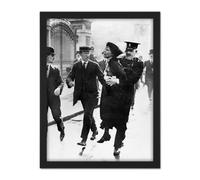 Artery8 Wall Art Print Emmeline Pankhurst Suffragette Arrested 1914 Photo Large Framed Wall Décor Art in Light Oak | Size: W18" x H24" Artery8 Light Oak W18" x H24"