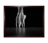 Artery8 Wall Art Print En Pointe Ballerina Dancer Ballet Shoes Dancing Black & White Photograph Art Framed in Brown | Size: W12" x H16" Artery8 Brown W12" x H16"