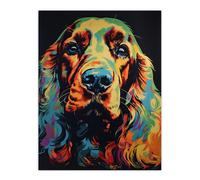 Wall Art Print English Cocker Spaniel Cute Pet Dog Portrait Artwork Vibrant Bold Bright Colourful Painting Poster Artery8 Multi W24 inch x H32 inch