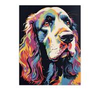 Wall Art Print English Cocker Spaniel Head Colourful Painting Cute Dog Portrait Poster Artery8 Multi W18 inch x H24 inch