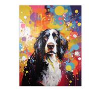 Wall Art Print English Springer Spaniel Dog Lover Gift Pet Portrait Colourful Vibrant Artwork Painting Poster Artery8 Multi W18 inch x H24 inch