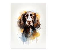 Wall Art Print English Springer Spaniel Lovers Gift Watercolour Pet Portrait Painting Artwork Poster Artery8 Multi W24 inch x H32 inch