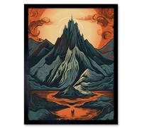Artery8 Erebor The Lonely Mountain Landscape Illustration Art Print Framed Poster Wall Decor 12x16 inch