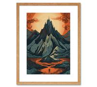 Artery8 Wall Art Print Erebor The Lonely Mountain Landscape Artwork Framed 9X7 Inch in Beige | Size: W7" x H9" Artery8 Beige W7" x H9"