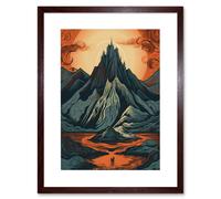 Artery8 Wall Art Print Erebor The Lonely Mountain Landscape Artwork Framed 9X7 Inch in Brown | Size: W7" x H9" Artery8 Brown W7" x H9"