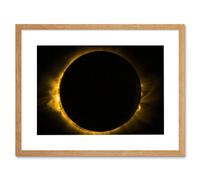 Artery8 Wall Art Print ESA PROBA-2 View of Europe's Solar Eclipse Artwork Framed 9X7 Inch in Beige | Size: W7" x H9" Artery8 Beige W7" x H9"