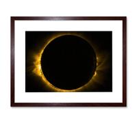 Artery8 Wall Art Print ESA PROBA-2 View of Europe's Solar Eclipse Artwork Framed 9X7 Inch in Brown | Size: W7" x H9" Artery8 Brown W7" x H9"