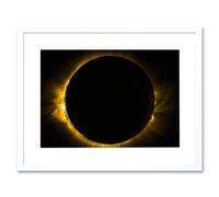 Artery8 Wall Art Print ESA PROBA-2 View of Europe's Solar Eclipse Artwork Framed 9X7 Inch in White | Size: W7" x H9" Artery8 White W7" x H9"