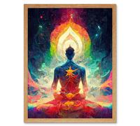 Artery8 Wall Art Print Ethereal Seven Chakra Meditation Astral Art Framed in Light Oak | Size: W12" x H16" Artery8 Light Oak W12" x H16"