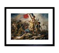 Artery8 Wall Art Print Eugène Delacroix July 28 1830 Liberty Leading The People Revolution Reproduction Painting Artwork Framed 9X7 Inch Artery8 Black W7" x H9"