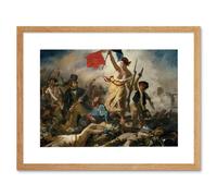 Artery8 Wall Art Print Eugène Delacroix July 28 1830 Liberty Leading The People Revolution Reproduction Painting Artwork Framed 9X7 Inch Artery8 Beige W7" x H9"