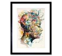 Artery8 Wall Art Print Euterpe's Melody Vision Musician Muse Inspiration Modern Watercolour Painting Artwork Framed 9X7 Inch | Size: W7" x H9" Artery8 Black W7" x H9"