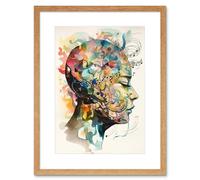 Artery8 Wall Art Print Euterpe's Melody Vision Musician Muse Inspiration Modern Watercolour Painting Artwork Framed 9X7 Inch | Size: W7" x H9" Artery8 Beige W7" x H9"