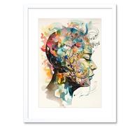 Artery8 Wall Art Print Euterpe's Melody Vision Musician Muse Inspiration Modern Watercolour Painting Artwork Framed 9X7 Inch | Size: W7" x H9" Artery8 White W7" x H9"