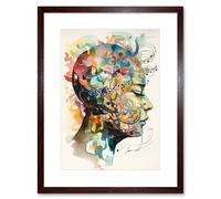 Artery8 Wall Art Print Euterpe's Melody Vision Musician Muse Inspiration Modern Watercolour Painting Artwork Framed 9X7 Inch | Size: W7" x H9" Artery8 Brown W7" x H9"