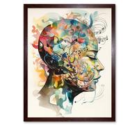 Artery8 Wall Art Print Euterpe's Melody Vision Musician Muse Inspiration Modern Watercolour Painting Art Framed in Brown | Size: W12" x H16" Artery8 Brown W12" x H16"