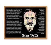 Artery8 Wall Art Print Everybody Is Fundamentally Ultimate Reality Alan Watts Face Typography Quote Art Framed in Light Oak | Size: W12" x H16" Artery8 Light Oak W12" x H16"