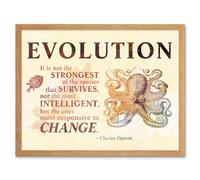 Artery8 Wall Art Print Evolution Charles Darwin Responsive to Change Quote Not the Strongest that Survives Typography Art Framed | Size: W12" x H16" Artery8 Light Oak W12" x H16"