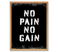 Artery8 Wall Art Print Exercise Decor Inspiration No Pain No Gain Inspirational Gym Decor Art Framed in Light Oak | Size: W12" x H16" Artery8 Light Oak W12" x H16"