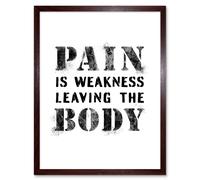 Artery8 Wall Art Print Exercise Decor Pain Is Weakness Leaving The Body Inspirational Gym Decor Art Framed in Brown | Size: W12" x H16" Artery8 Brown W12" x H16"