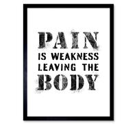 Artery8 Wall Art Print Exercise Decor Pain Is Weakness Leaving The Body Inspirational Gym Decor Art Framed in Black | Size: W12" x H16" Artery8 Black W12" x H16"