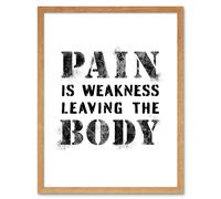 Artery8 Wall Art Print Exercise Decor Pain Is Weakness Leaving The Body Inspirational Gym Decor Art Framed in Light Oak | Size: W12" x H16" Artery8 Light Oak W12" x H16"