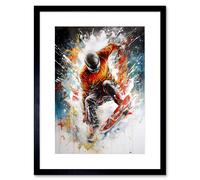 Artery8 Wall Art Print Extreme Sports Snowboarding Paint Splat Portrait Artwork Framed 9X7 Inch in Black | Size: W7" x H9" Artery8 Black W7" x H9"