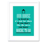 Artery8 Wall Art Print Family Messy House Where to Go Framed in White | Size: W7" x H9" Artery8 White W7" x H9"