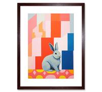 Artery8 Wall Art Print Fat White Rabbit Bold Pop Art Colourful Conceptual Modern Artwork Framed 9X7 Inch in Brown | Size: W7" x H9" Artery8 Brown W7" x H9"