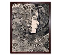 Artery8 Wall Art Print Feeling Lost Conceptual Art Linocut Art Framed in Brown | Size: W12" x H16" Artery8 Brown W12" x H16"