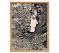 Artery8 Wall Art Print Feeling Lost Conceptual Art Linocut Art Framed in Light Oak | Size: W12" x H16" Artery8 Light Oak W12" x H16"