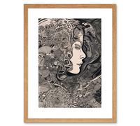 Artery8 Wall Art Print Feeling Lost Conceptual Art Linocut Artwork Framed 9X7 Inch in Beige | Size: W7" x H9" Artery8 Beige W7" x H9"