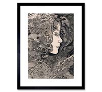 Artery8 Wall Art Print Feeling Lost Conceptual Art Linocut Artwork Framed 9X7 Inch in Black | Size: W7" x H9" Artery8 Black W7" x H9"