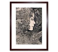 Artery8 Wall Art Print Feeling Lost Conceptual Art Linocut Artwork Framed 9X7 Inch in Brown | Size: W7" x H9" Artery8 Brown W7" x H9"