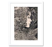 Artery8 Wall Art Print Feeling Lost Conceptual Art Linocut Artwork Framed 9X7 Inch in White | Size: W7" x H9" Artery8 White W7" x H9"