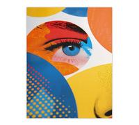 Artery8 Wall Art Print Female Eye Pop Art Polka Colourful Circle Design Poster | Size: W12" x H16" Artery8 Multicolor W12" x H16"
