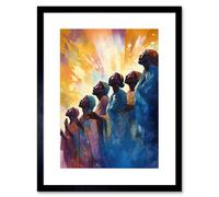 Artery8 Wall Art Print Female Gospel Choir Group Singing Hymns Modern Watercolour Painting Artwork Framed 9X7 Inch in Black | Size: W7" x H9" Artery8 Black W7" x H9"
