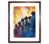 Artery8 Wall Art Print Female Gospel Choir Group Singing Hymns Modern Watercolour Painting Artwork Framed 9X7 Inch in Brown | Size: W7" x H9" Artery8 Brown W7" x H9"